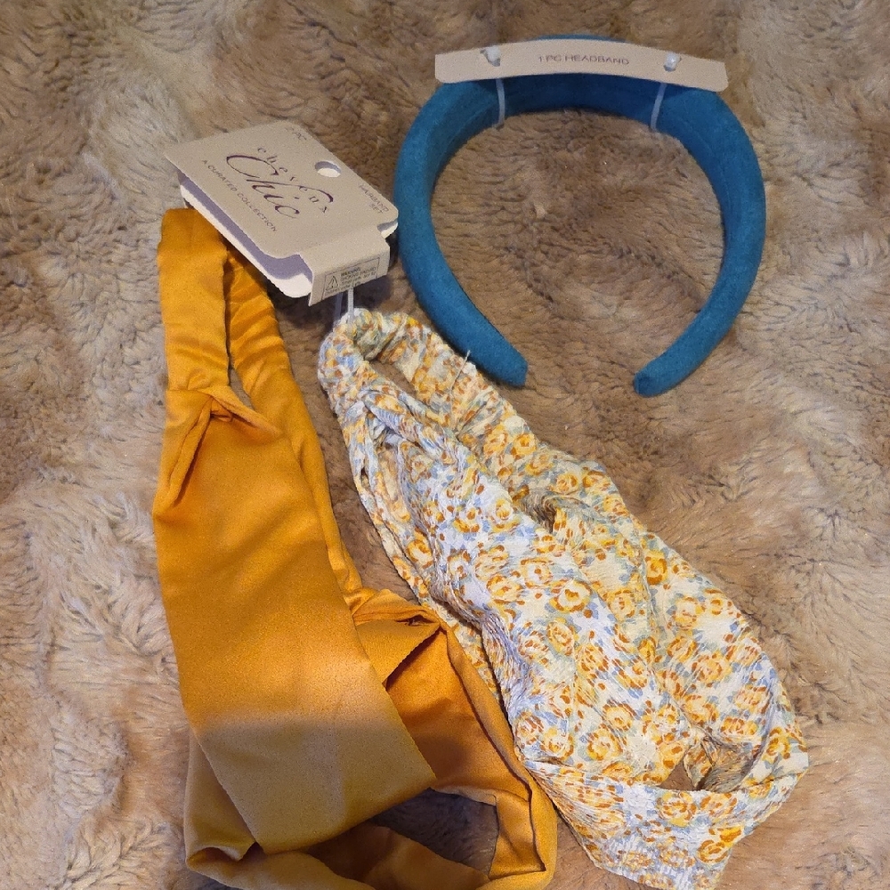 Chic Hairband Trio - Blue, Gold, and Yellow